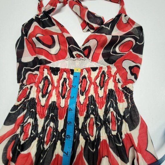 HALTER Tie Cotton Summer Midi Maxi Dress Size S/M - Picture 12 of 14